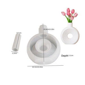 Circle Stripe Vase Silicone Mold 3