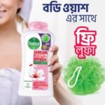 Dettol Body Wash Loofah Free Shower Gel Skincare Rose & Sakura Blossom with 8 Hour Lasting Moisture 250ml