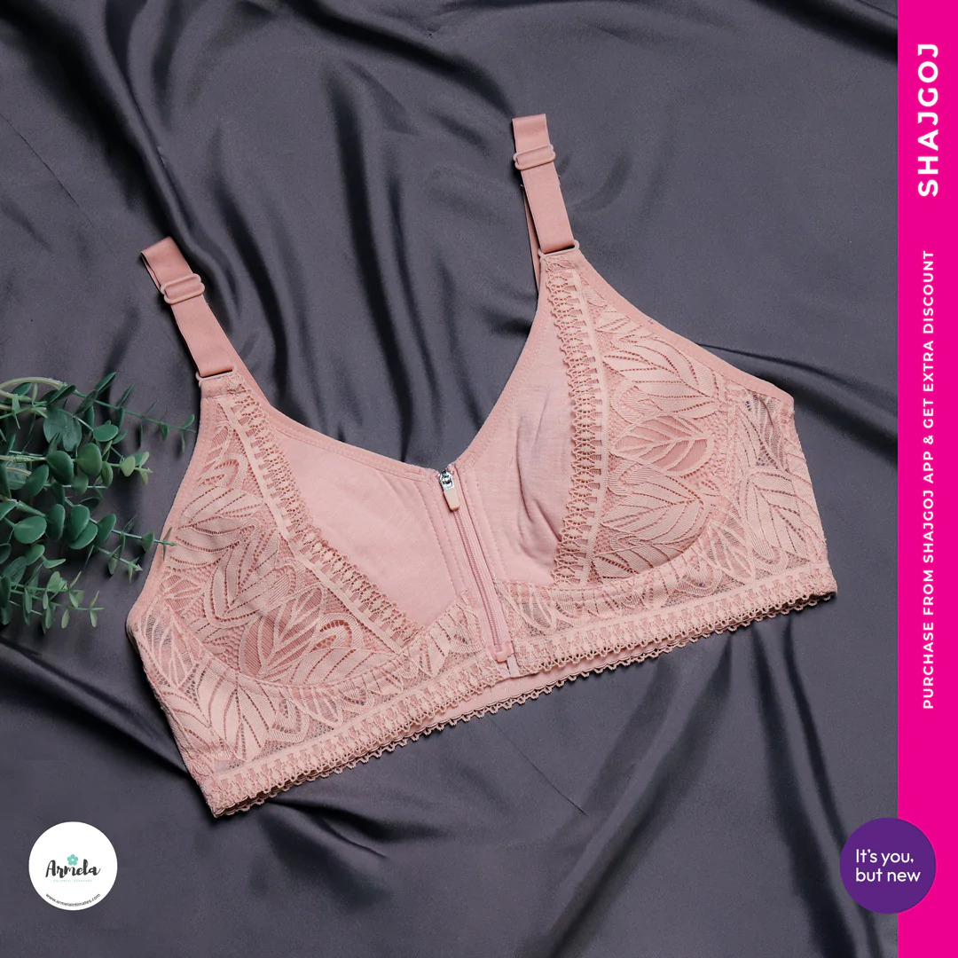 Bean-Paste-1-1 Armela Plus Size Zip Front Closure Bra - Bean Paste - Image 1