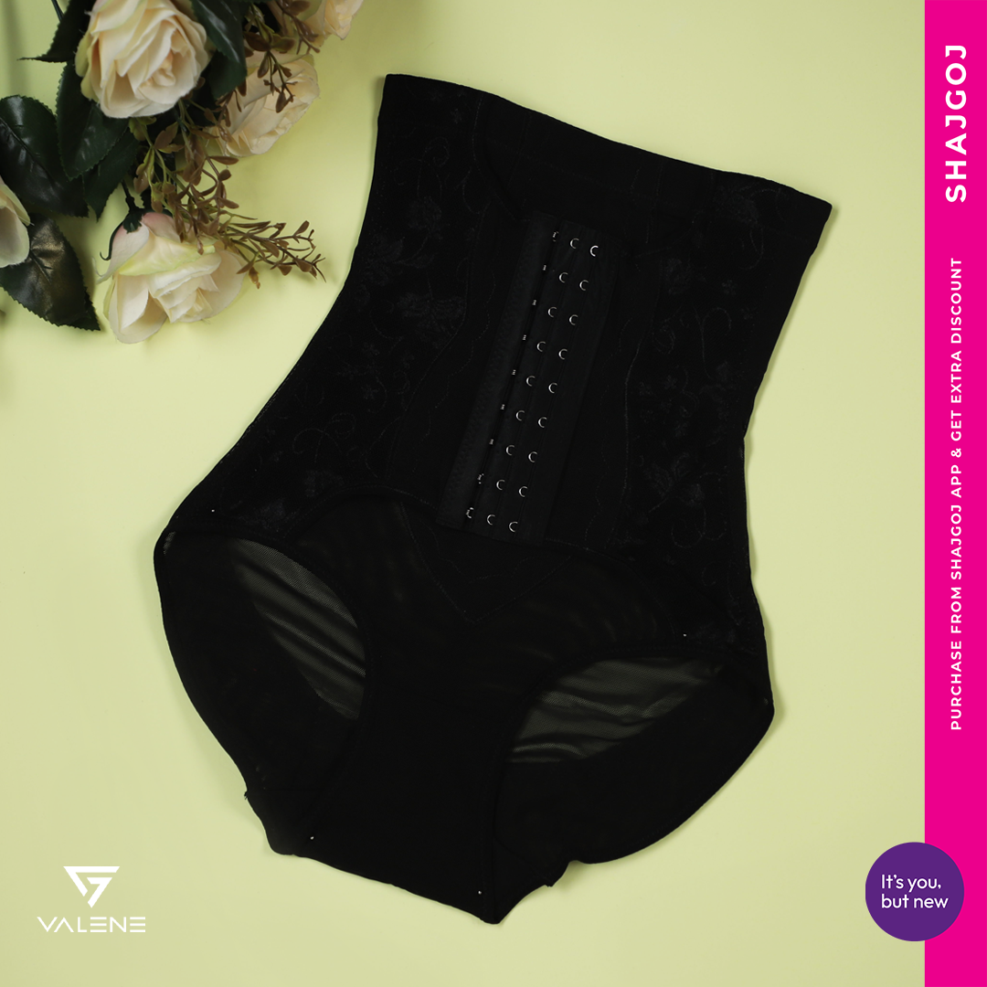 Black-1-1 Valene High Waisted Women Shaping Corset - Black - Image 1