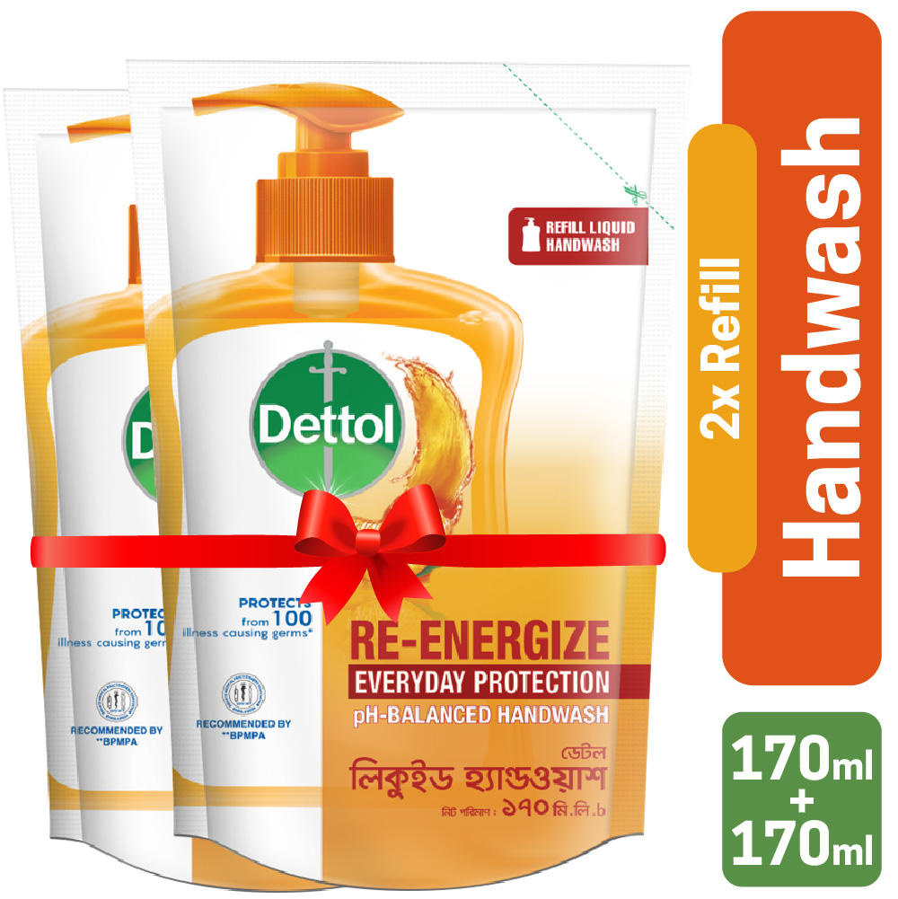 Dettol-Handwash-Re-Energize-Refill-Double-Pack-170ml-x-2-Liquid-Soap-Combo-1 Dettol Handwash Re-Energize Refill Double Pack (170ml x 2) Liquid Soap Combo - Image 1