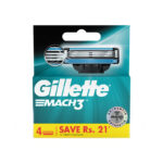 Gillette Mach3 Shaving 3-Bladed Cartridges Pack of 4