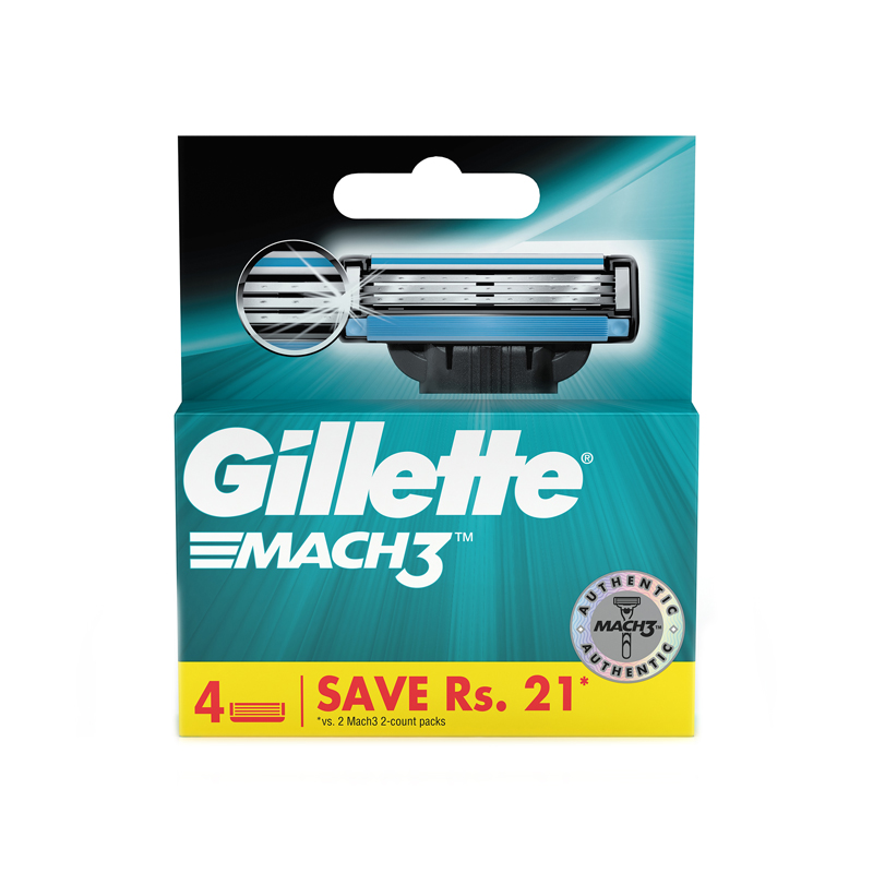 Gillette-Mach3-Shaving-3-Bladed-Cartridges-Pack-of-4-1 Gillette Mach3 Shaving 3-Bladed Cartridges Pack of 4 - Image 1