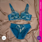 Armela Convertable Butterfly Non Wired Strapless Pushup Bra Set - Sea Green
