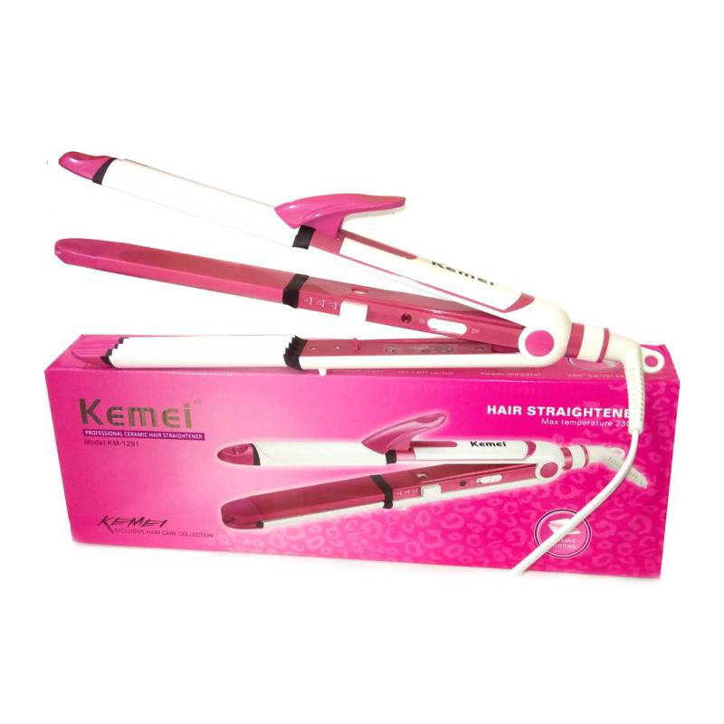 kemei-km-1291-professional-3in1-straightener-curler-crimper-iron Kemei KM-1291 Professional 3in1 straightener Curler Crimper Iron - Image 1