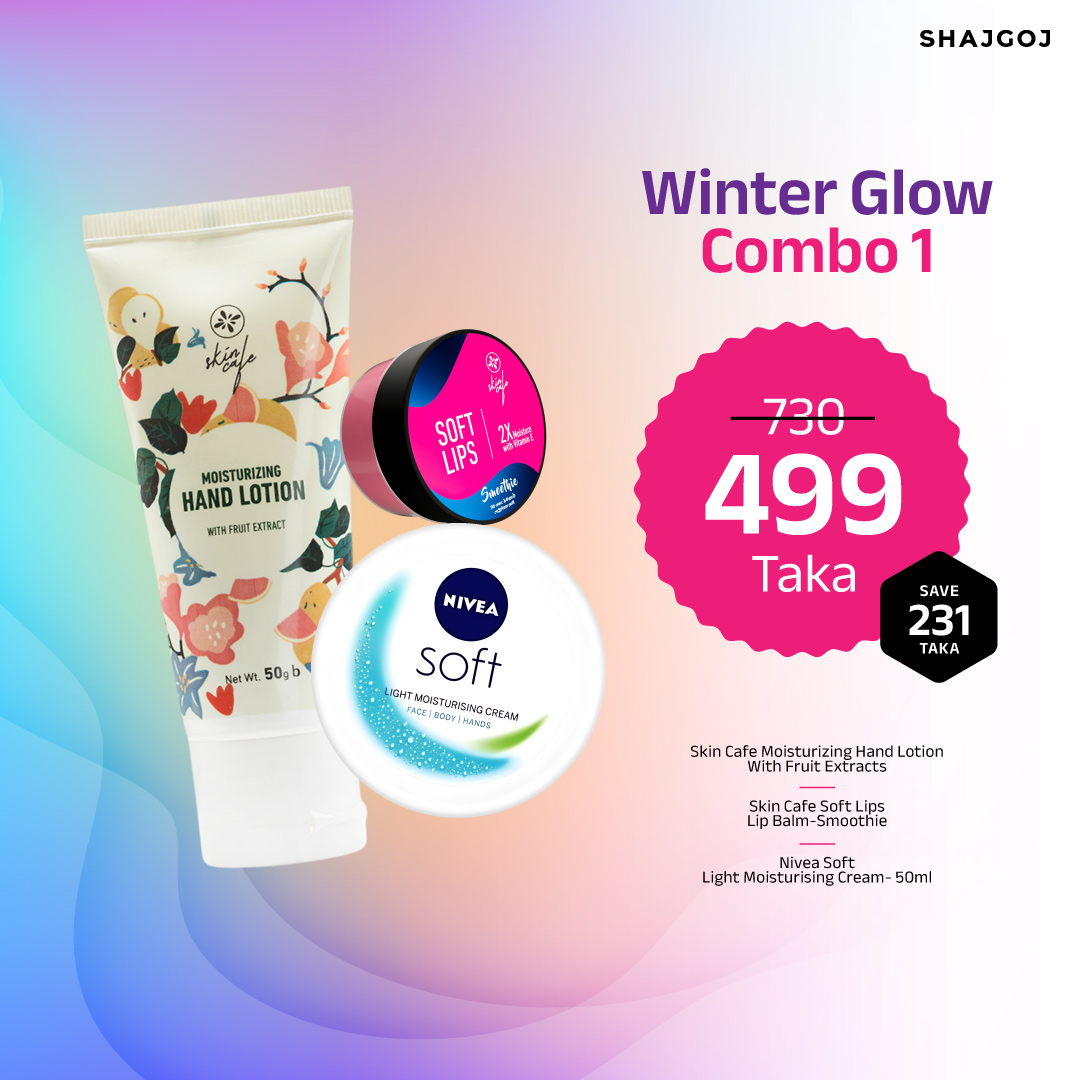 winter-glow-combo-1 Winter Glow Combo 01 (Skin Cafe hand Lotion + Skin Cafe Lip Balm + Nivea Soft Light Moisturizer) - Image 1